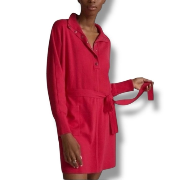 Anthropologie Daily Practice Pink Belted Oversized Sweater Dress Small - Picture 2 of 13